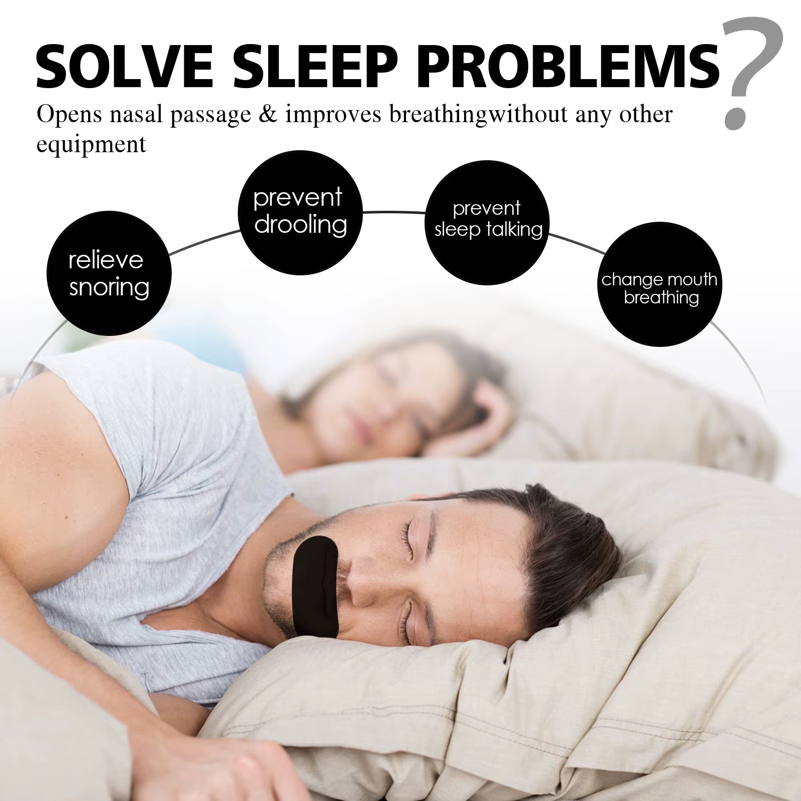 Anti-Snoring Patches to Stop Snoring Mouth Tape Sleeping Smooth Breathing Night Sleep Improvement Nose Breathe Strips