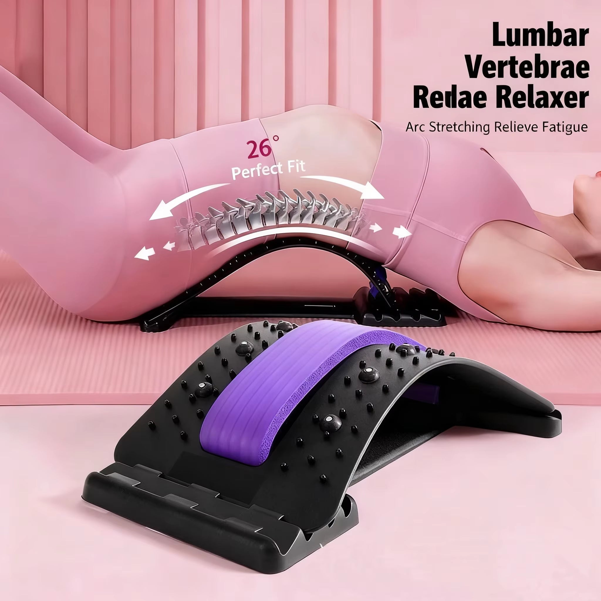 Lumbar Support Back Massager for Spine Pain Relief Vertebral Relaxer Lower Traction Stretcher Corrects Waist Relaxation