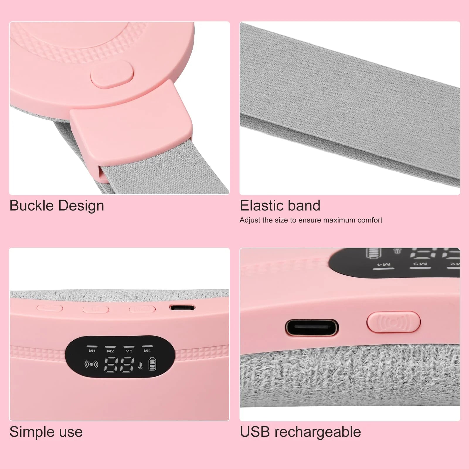 Heating Pad for Period Cramps,Menstrual Heating Pad with 3 Heat Levels & 4 Massage Modes,Portable Heating Pad,Cordless Heating Pad,Cramps Heating Pad Women for Bellyful,Waist,Back,Neck